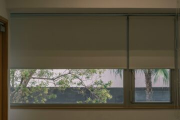 a window that has a blind in it